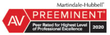 Martindale-Hubbell | AV Preeminent | Peer Rated For Highest Level of Professional Excellence | 2020