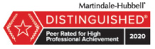 Martindale-Hubbell | Distinguished | Peer Rated For High Professional Achievement | 2020